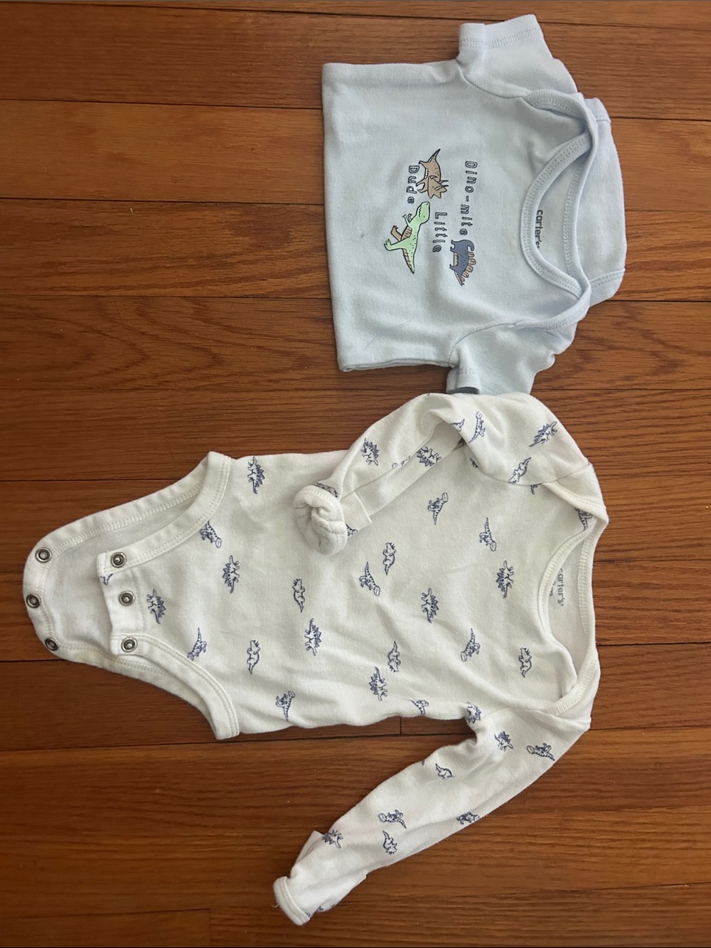 Carter's Light Blue and Cream Dinosaur One-Piece Set